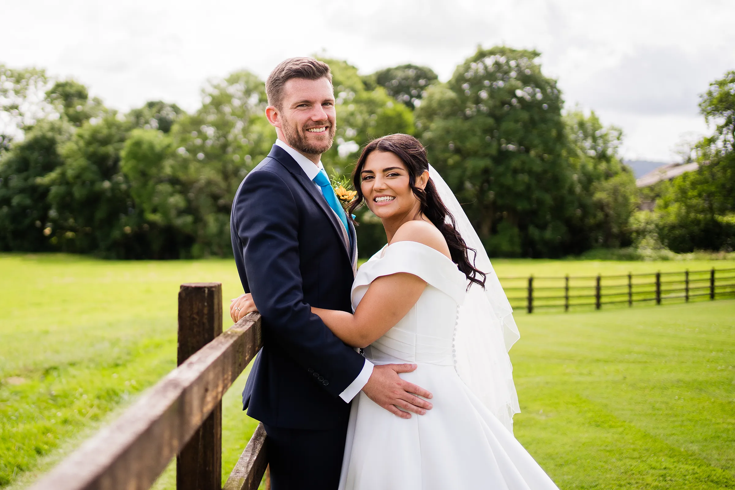 Bride and groom at The Out Barn wedding